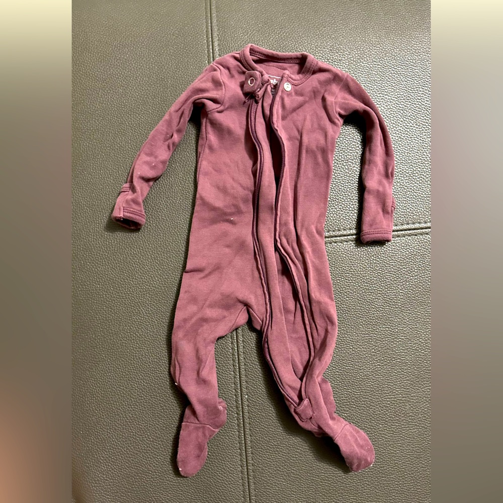 Loved baby pj footed onesie burgundy